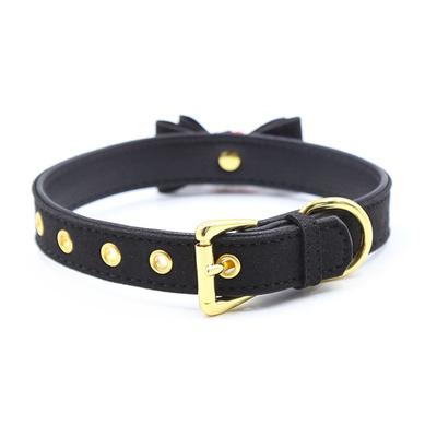 Dorośli zabawki seksualne Pink Dog Bell Bowknot Golden Hole Soft Leather Pin Buckle Neck Sleeve Black Neck Sleeve Collar