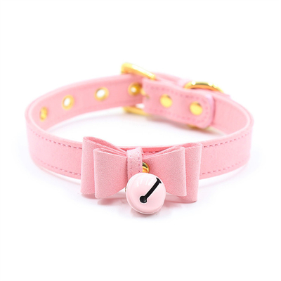 Dorośli zabawki seksualne Pink Dog Bell Bowknot Golden Hole Soft Leather Pin Buckle Neck Sleeve Black Neck Sleeve Collar