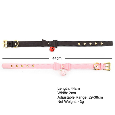 Dorośli zabawki seksualne Pink Dog Bell Bowknot Golden Hole Soft Leather Pin Buckle Neck Sleeve Black Neck Sleeve Collar