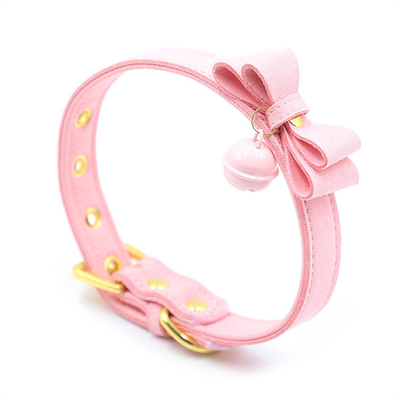 Dorośli zabawki seksualne Pink Dog Bell Bowknot Golden Hole Soft Leather Pin Buckle Neck Sleeve Black Neck Sleeve Collar