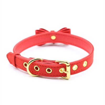 Dorośli zabawki seksualne Pink Dog Bell Bowknot Golden Hole Soft Leather Pin Buckle Neck Sleeve Black Neck Sleeve Collar