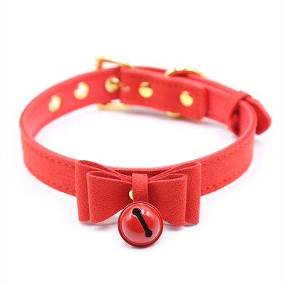 Dorośli zabawki seksualne Pink Dog Bell Bowknot Golden Hole Soft Leather Pin Buckle Neck Sleeve Black Neck Sleeve Collar