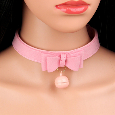 Dorośli zabawki seksualne Pink Dog Bell Bowknot Golden Hole Soft Leather Pin Buckle Neck Sleeve Black Neck Sleeve Collar