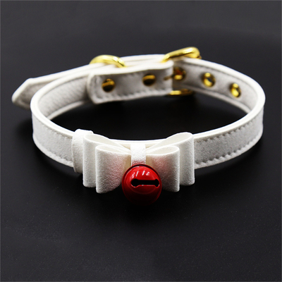 Dorośli zabawki seksualne Pink Dog Bell Bowknot Golden Hole Soft Leather Pin Buckle Neck Sleeve Black Neck Sleeve Collar
