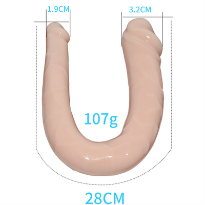 Medyczny dildo TPE Dildo w kształcie U Podwójny penis do masturbacji kobiet