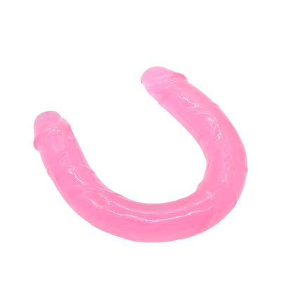 Medyczny dildo TPE Dildo w kształcie U Podwójny penis do masturbacji kobiet