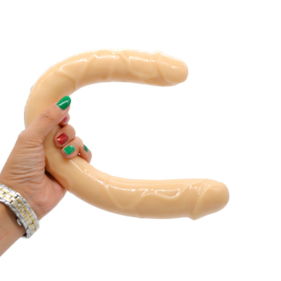 Medyczny dildo TPE Dildo w kształcie U Podwójny penis do masturbacji kobiet