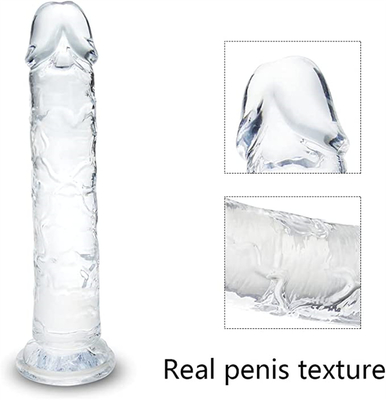 Realistyczny Dildo dla początkujących, 7 cali Crystal G-Spot Dildos, elastyczny Penis Penis z kubkiem do wysypania dla Hand Free Pl