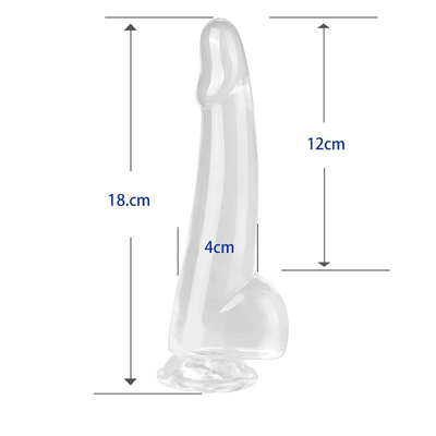 Realistyczny, przejrzysty Dildo 8,6 cala Przejrzysty, małe glany, duży, gruby Dildo z kubkiem wysysającym, elastyczny penisa z galaretką.