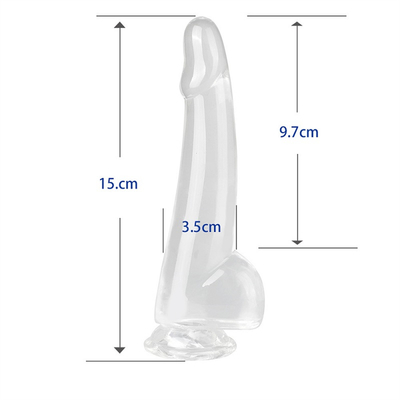 Realistyczny, przejrzysty Dildo 8,6 cala Przejrzysty, małe glany, duży, gruby Dildo z kubkiem wysysającym, elastyczny penisa z galaretką.