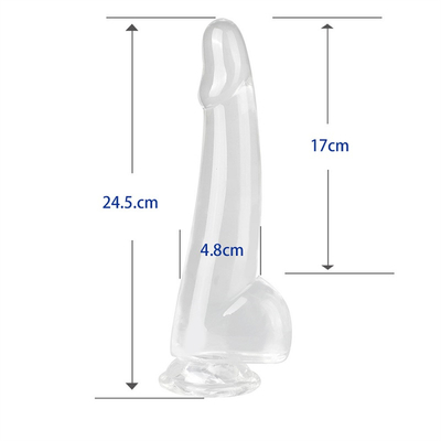 Realistyczny, przejrzysty Dildo 8,6 cala Przejrzysty, małe glany, duży, gruby Dildo z kubkiem wysysającym, elastyczny penisa z galaretką.