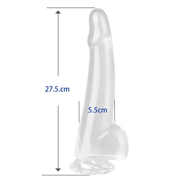 Realistyczny, przejrzysty Dildo 8,6 cala Przejrzysty, małe glany, duży, gruby Dildo z kubkiem wysysającym, elastyczny penisa z galaretką.