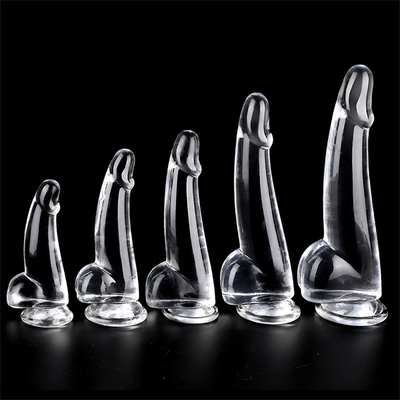 Realistyczny, przejrzysty Dildo 8,6 cala Przejrzysty, małe glany, duży, gruby Dildo z kubkiem wysysającym, elastyczny penisa z galaretką.