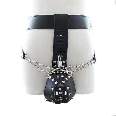 PU skóra męski pas czystości z wibrującym Anal Plug Harness