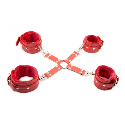 PU skóra czarny bondage przymocowanie kajdanki i kostki kajdanki pas krzyż dla BDSM gry dorosłych