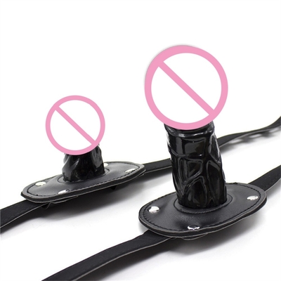 SM Dorośli Erotyka Dildo Wtyczki do ust Długie czarne dildo do seksu Otwarte usta Bondage Gag Alternatywne produkty dla dorosłych Erotika M
