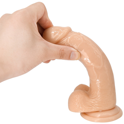 Realistyczne dildo wygląda jak czysty dildo z pojemnikiem do gry bez rąk