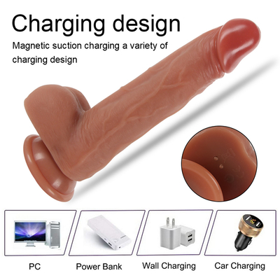 Teleskopowy wibrujący, podpychający realistyczny dildo, kobieca masturbacja z kubkiem wysysającym, podgrzewanie penisa, zdalnie sterowany dildo.