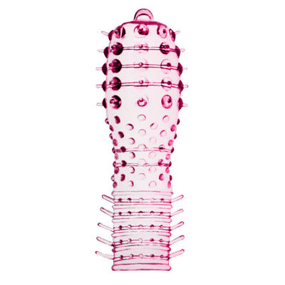 Crystal Penis Cock Ring Sleeve Climax Delayed TPE Ring Różowy / Niebieski