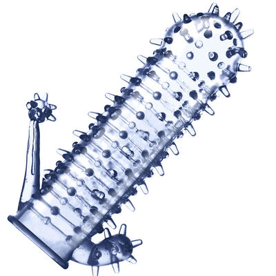 Crystal Penis Cock Ring Sleeve Climax Delayed TPE Ring Różowy / Niebieski