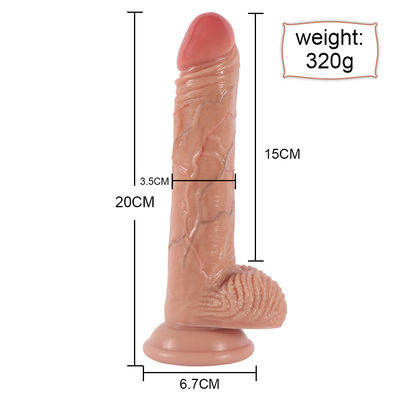 Obracający się 8-calowy realistyczny teleskopowy penis do stymulacji punktu G łechtaczki